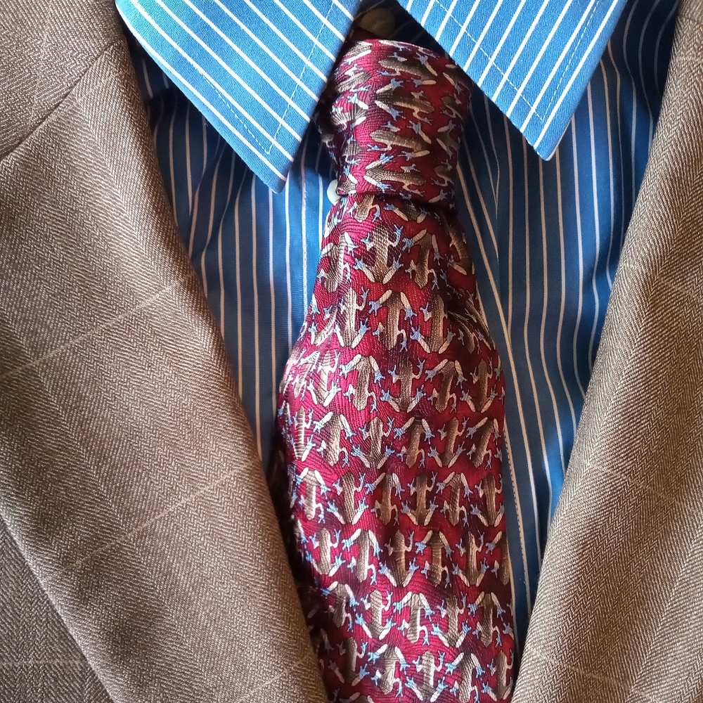 Golden Mantella Frog Tie in Red Colorway